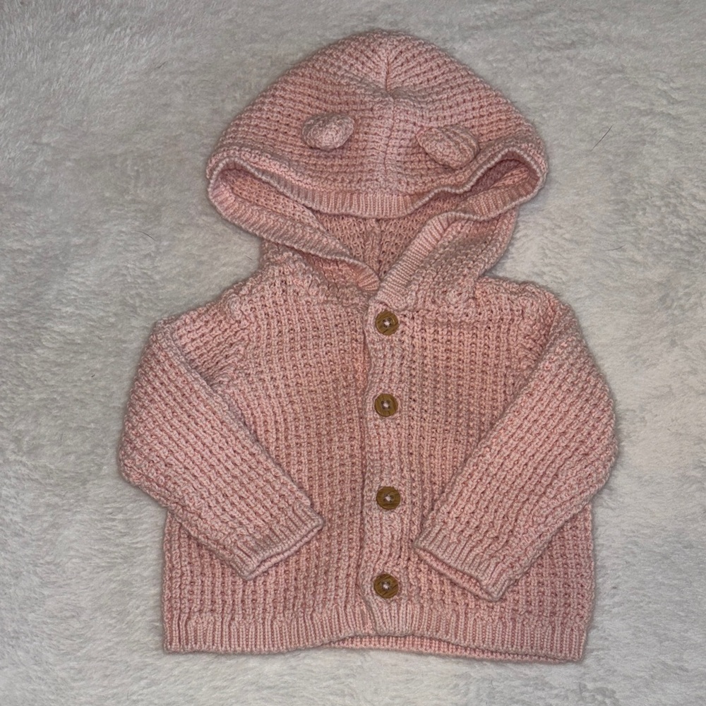 Carters Pink Knit Baby Cardigan with Hood